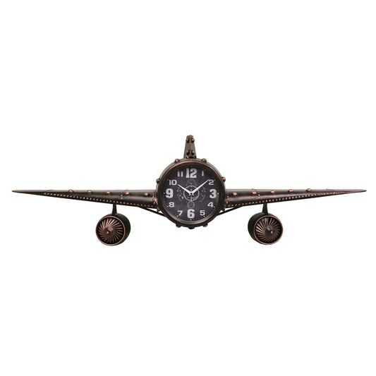 Oversize Metallic Airplane Wall Clock