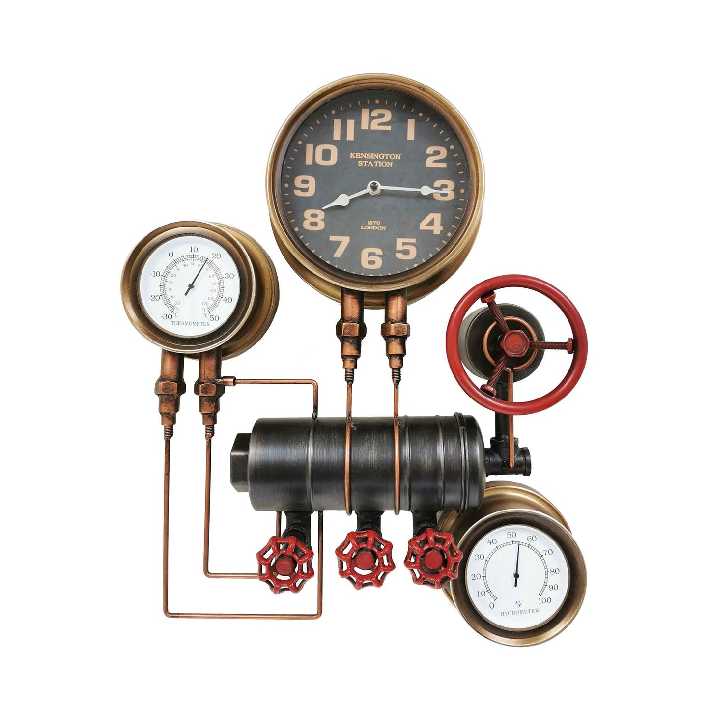 Steampunk With Hygrometer Wall Clock