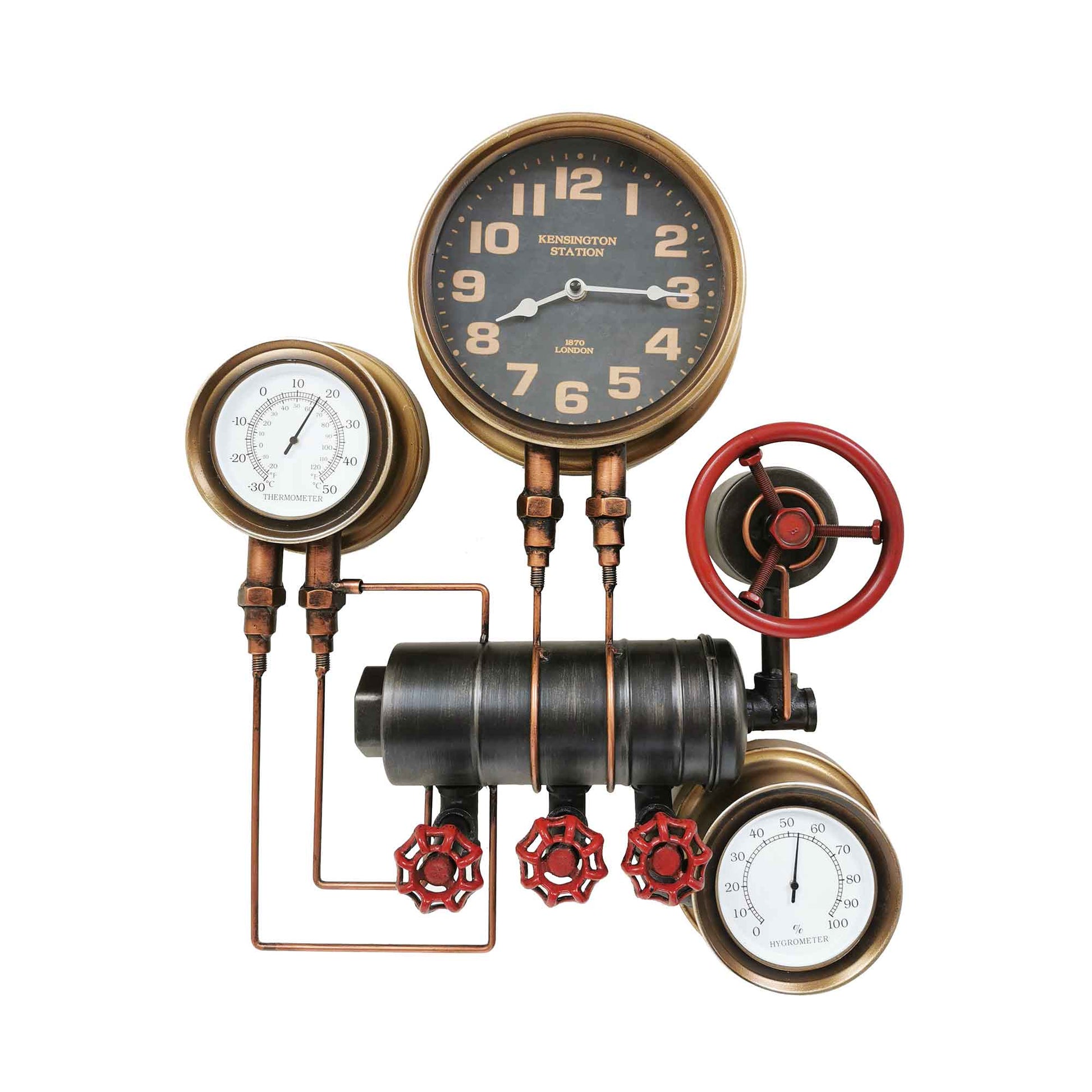 Steampunk With Hygrometer Wall Clock