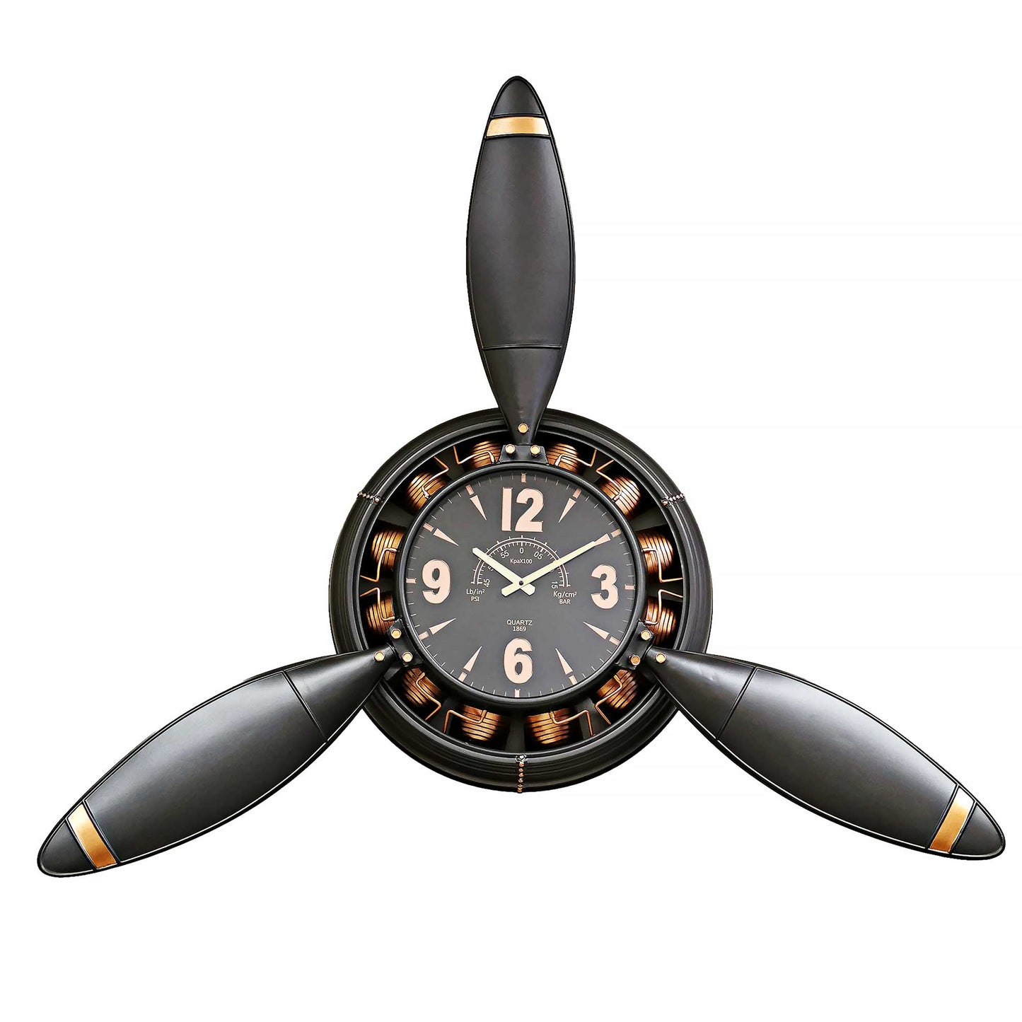 Oversized Metal Propeller Wall Clock