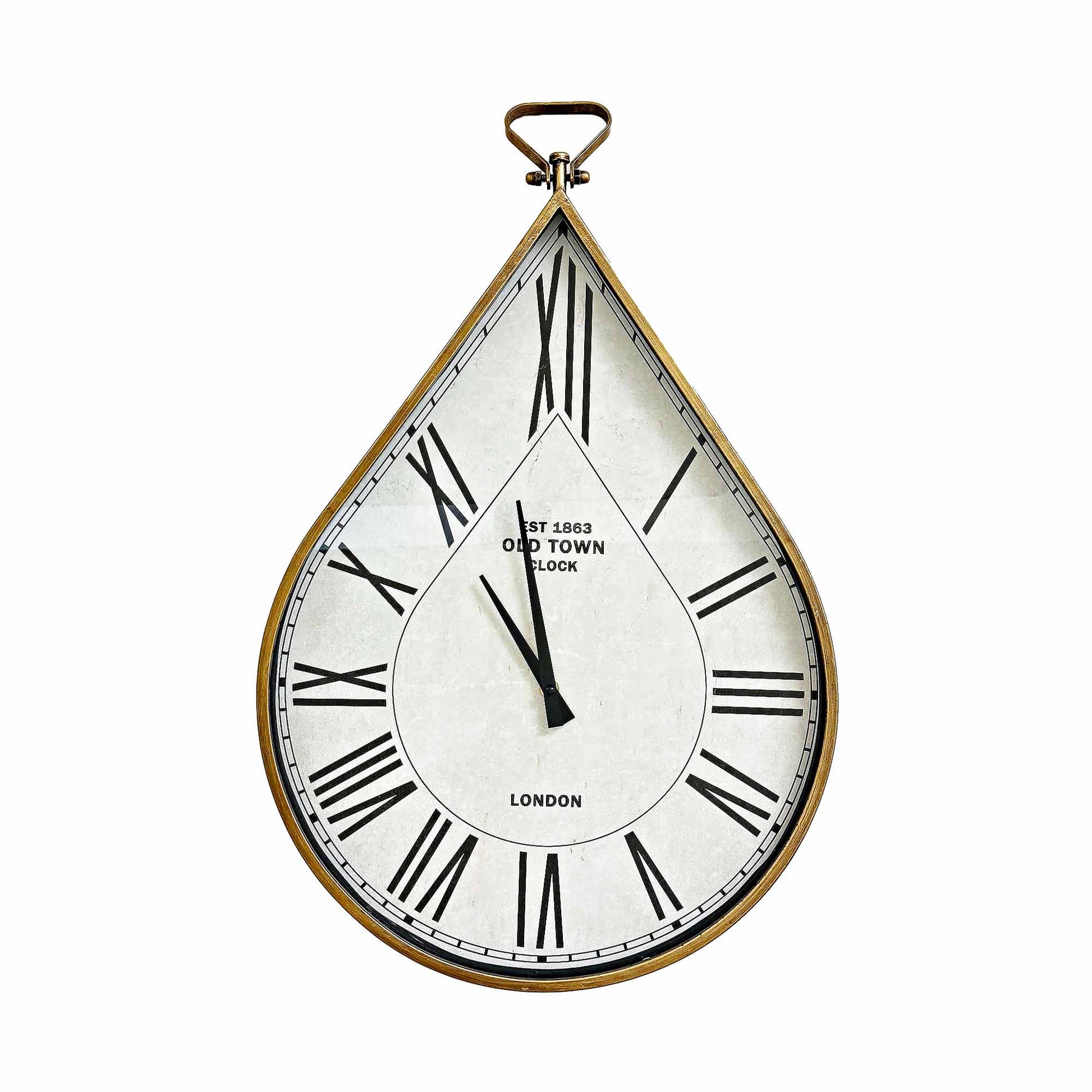 Raindrop Shape With Roman Numerals Wall Clock