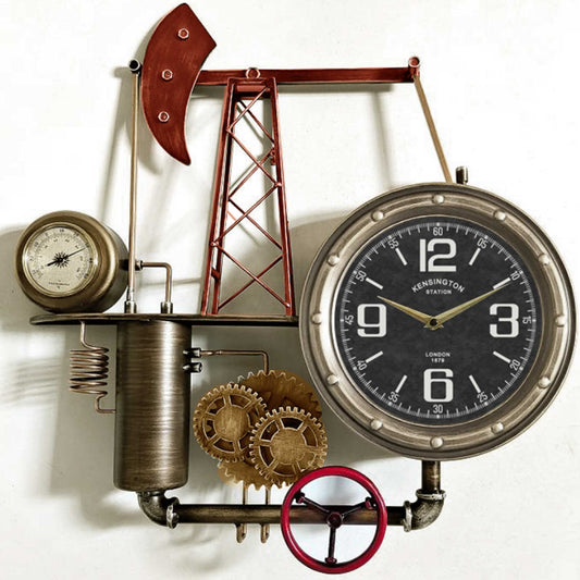 Oil Derrick Industrial Steampunk Wall Clock