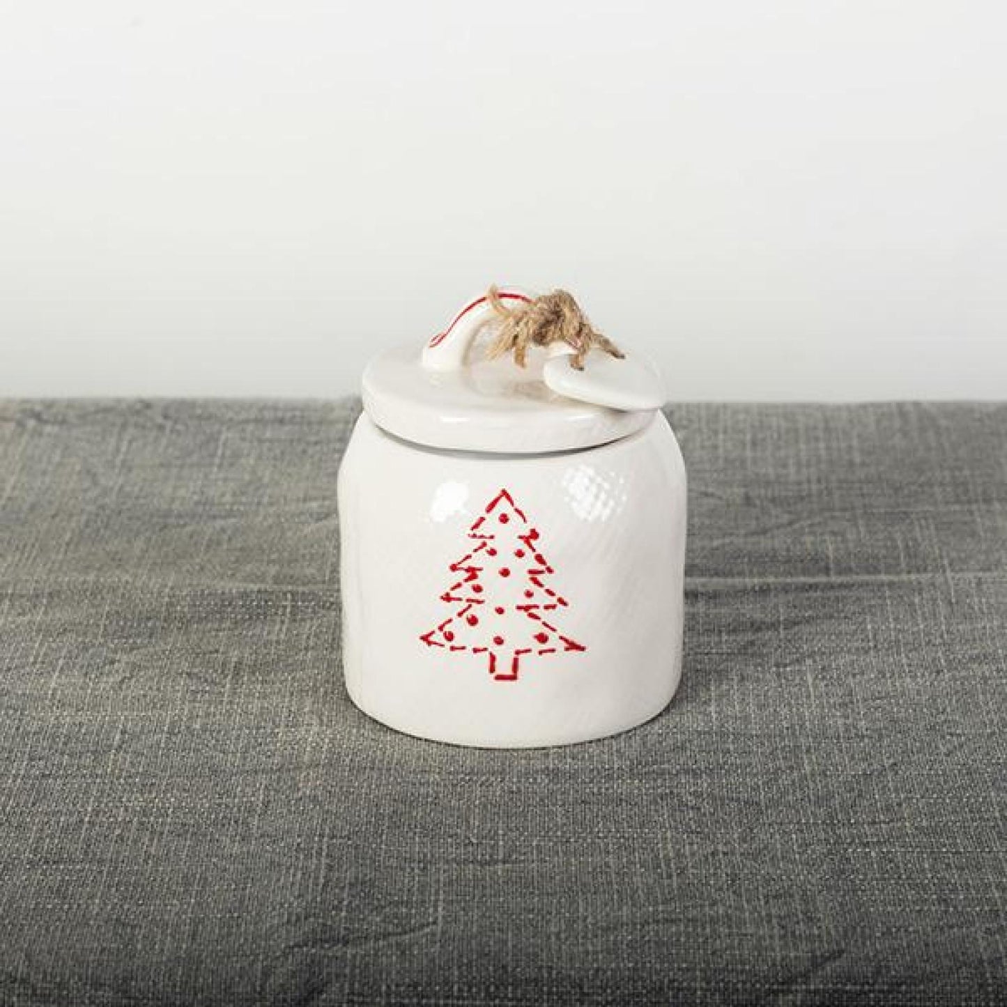 Festive White With Red Christmas Tree Patterned Cream & Sugar Set