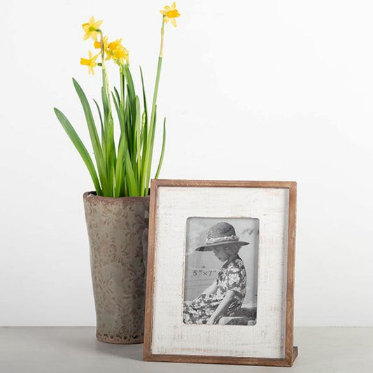 Brown With Washed White Photo Frame