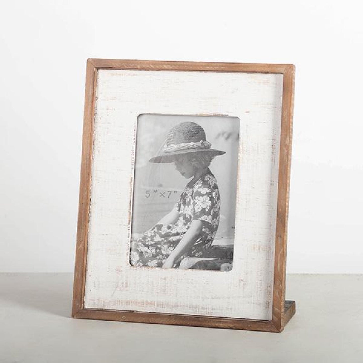 Brown With Washed White Photo Frame