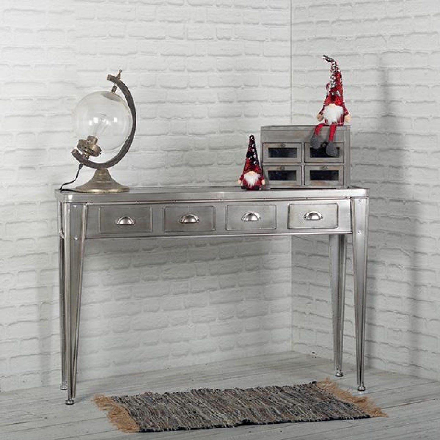 Metallic Steel Color With 4 Drawers Table