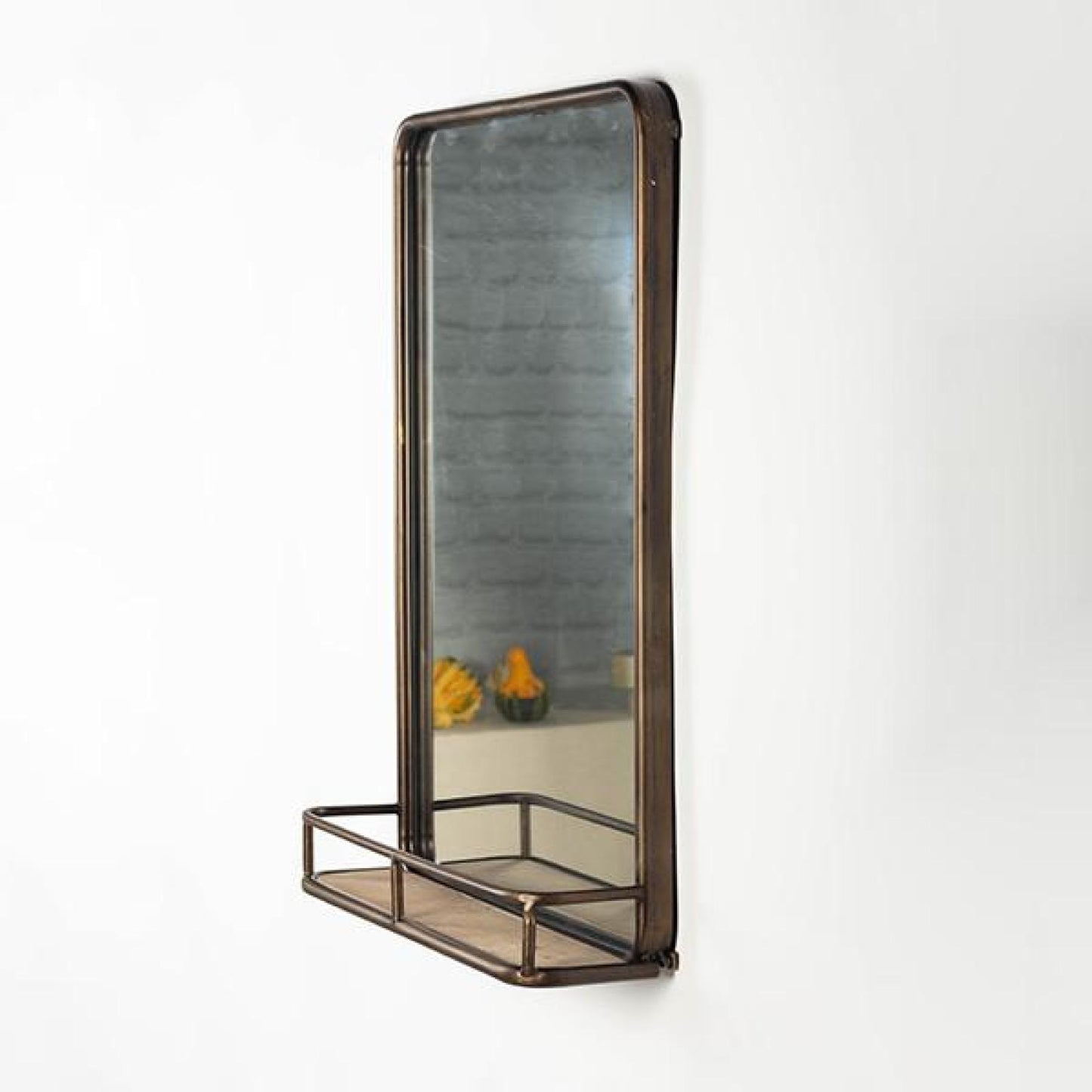 Wooden Frame With Shelf Wall Mirror