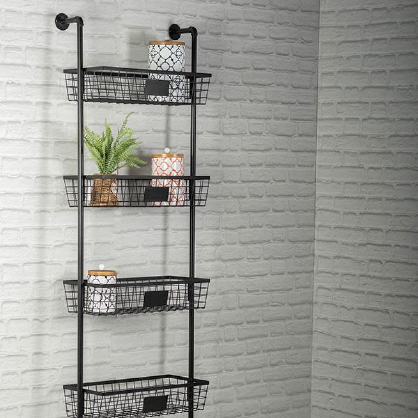 Metal With 4 Baskets Wall Shelf