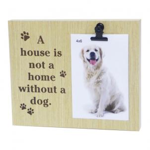 Text With Clip - Home With A Dog Photo Frame