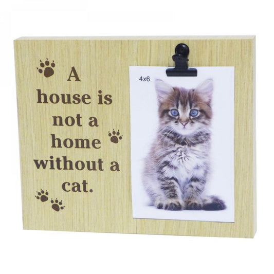 Text With Clip - Home With A Cat Photo Frame