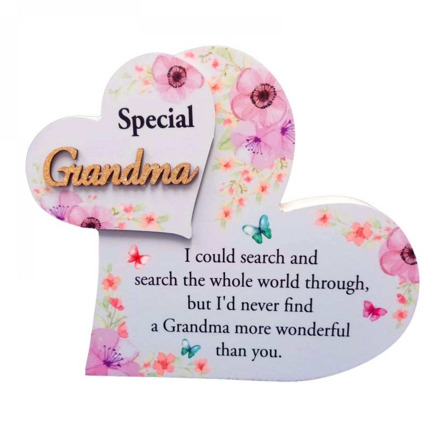 Floral Hearts With Text - Special Grandma Block Sign