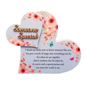 Floral Hearts With Text - -Someone Special Block Sign