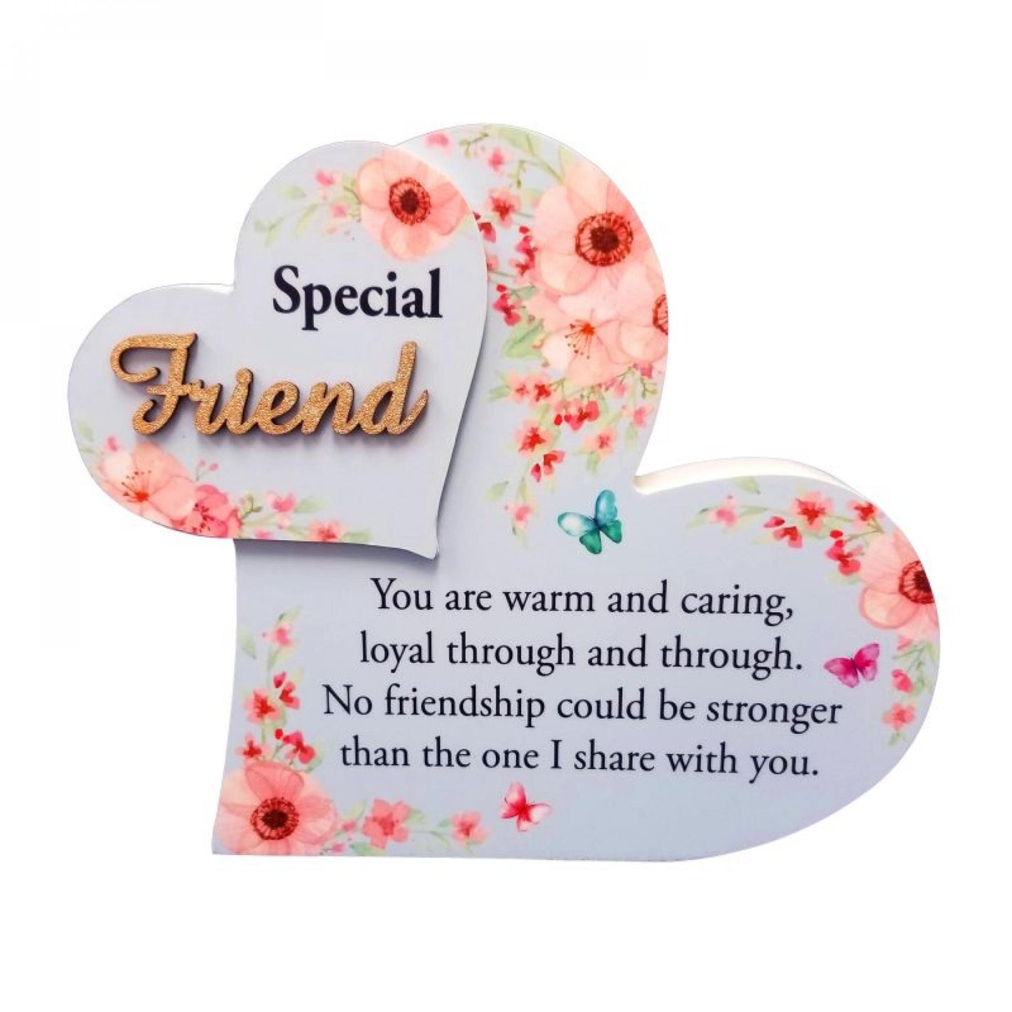 Floral Hearts With Text - Special Friend Block Sign