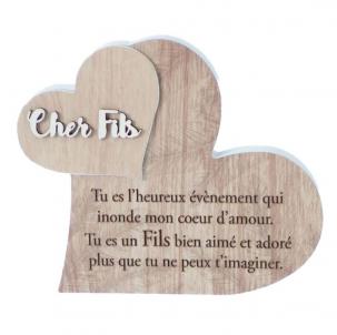 Hearts With French Text -Fils Plaque