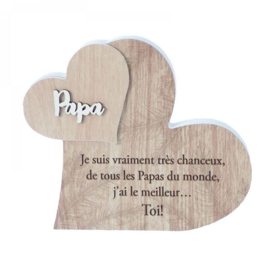 Hearts With French Text-Papa Plaque