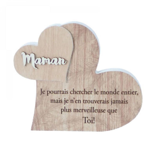 Hearts With French Text-Maman Plaque