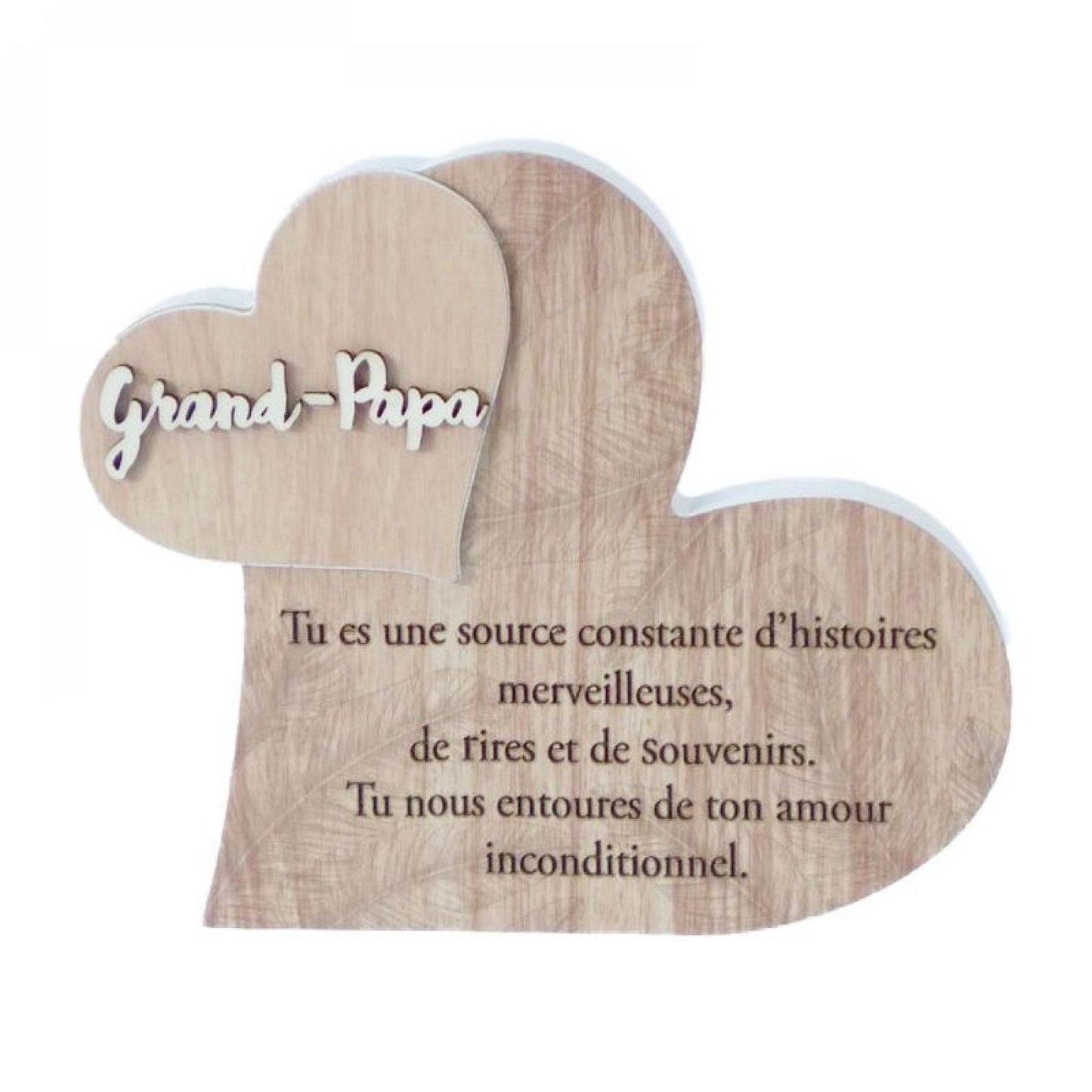 Hearts With French Text-Grand Papa Plaque