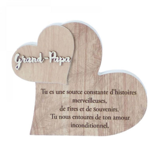 Hearts With French Text-Grand Papa Plaque