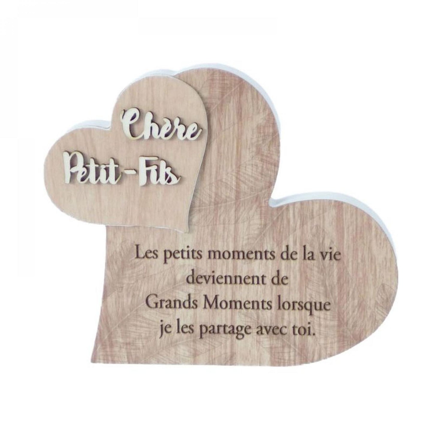 Hearts With French Text-Petit -Fils Plaque