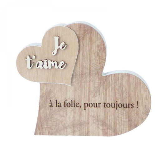 Hearts With French Text-Je T'Aime Plaque