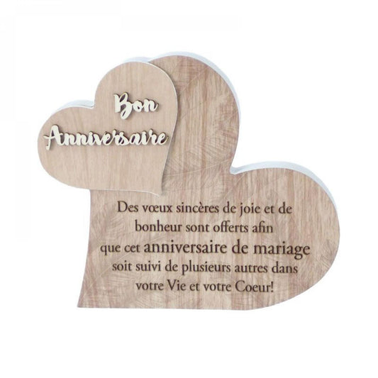 Hearts With French Text - Anniversaire De Mariage Plaque