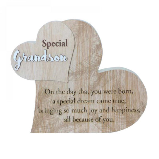 Hearts With Text - Special Grandson Block Sign