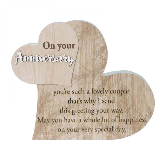 Hearts With Text - On Your Anniversary Block Sign