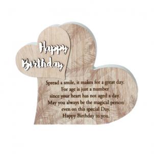 Hearts With Text - Happy Birthday Block Sign