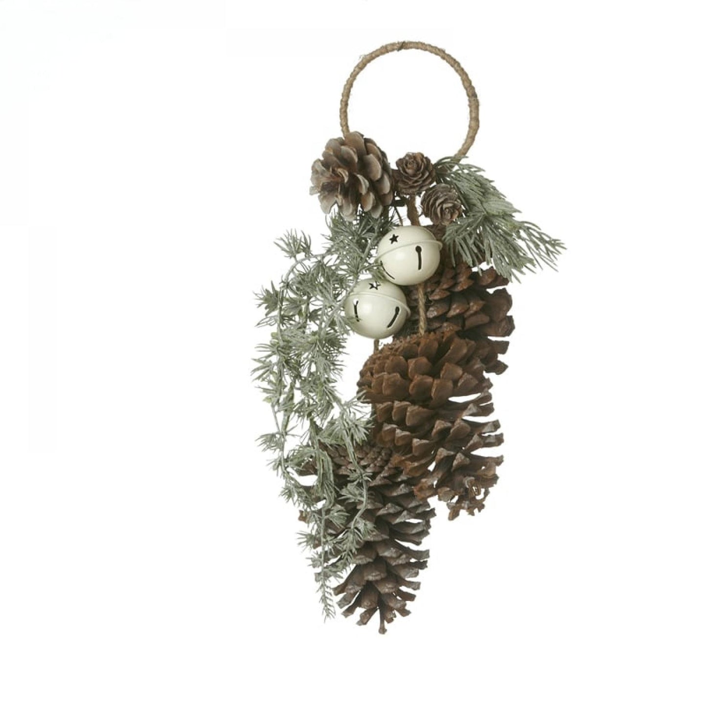 Hanging Ball Bells With Pine Cones And Greenery Decoration