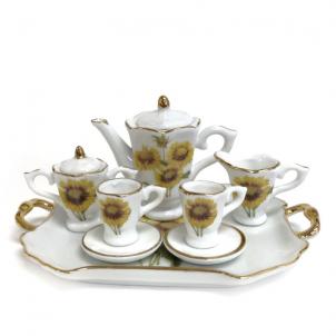 Set Of 7 Miniature Sunflower Patterned Decorative Tea Set