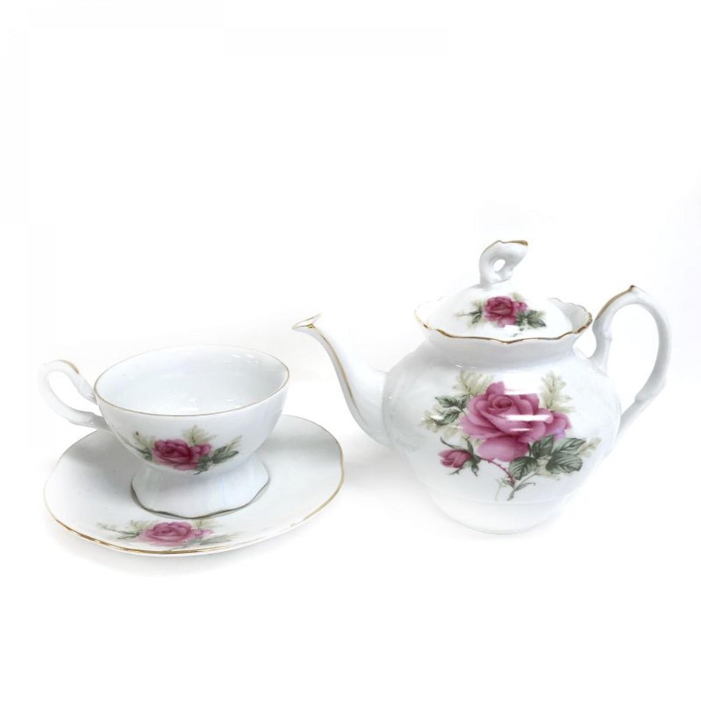 Tea For One - Pink Roses Tea Set