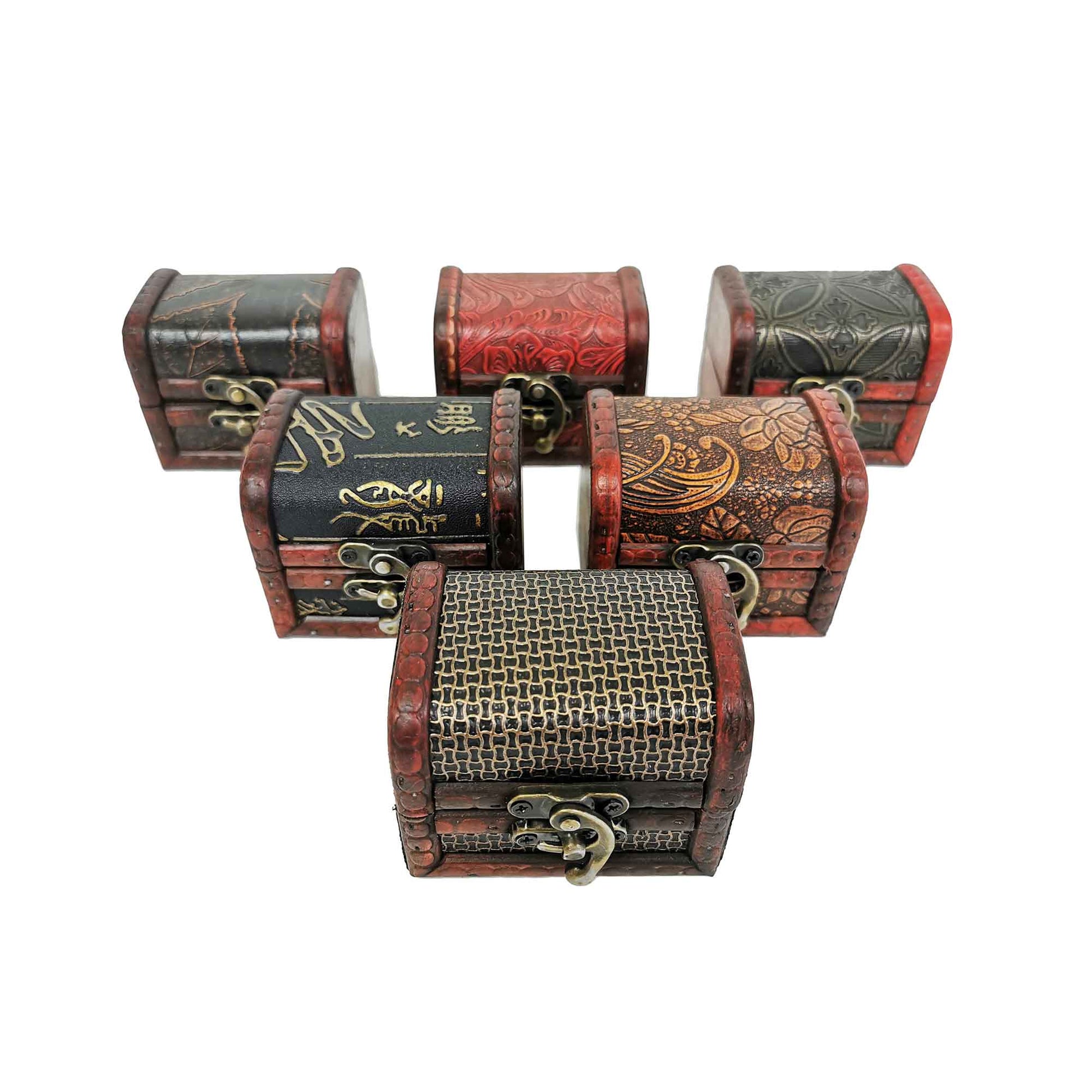 Set Of 6 Assorted Colors And Patterns Decorative Mini Boxes