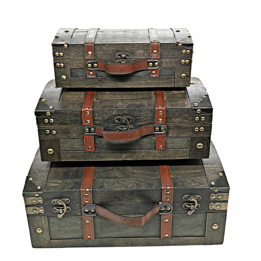 Set Of 3 Dome Suitcases Decorative Trunks