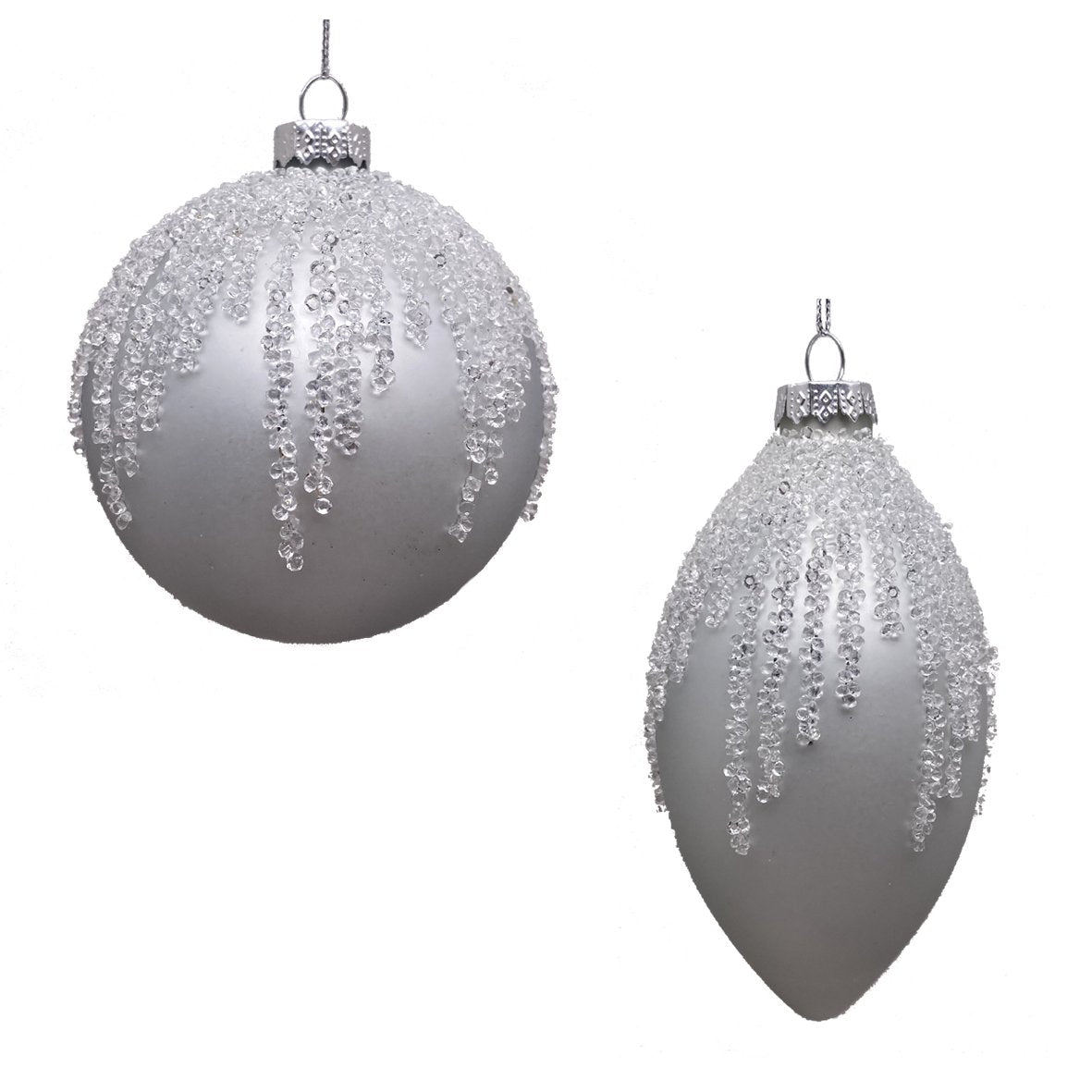 Set Of 2 Jewelled Look Ball And Finial Ornaments