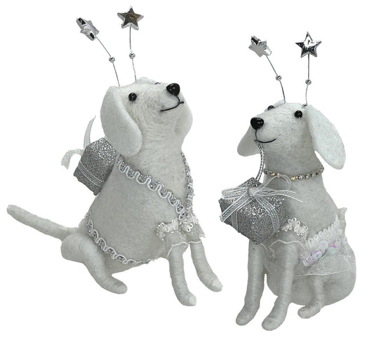 Set Of 2 Assorted Dos With Star Headbands Carrying Gifts Ornaments