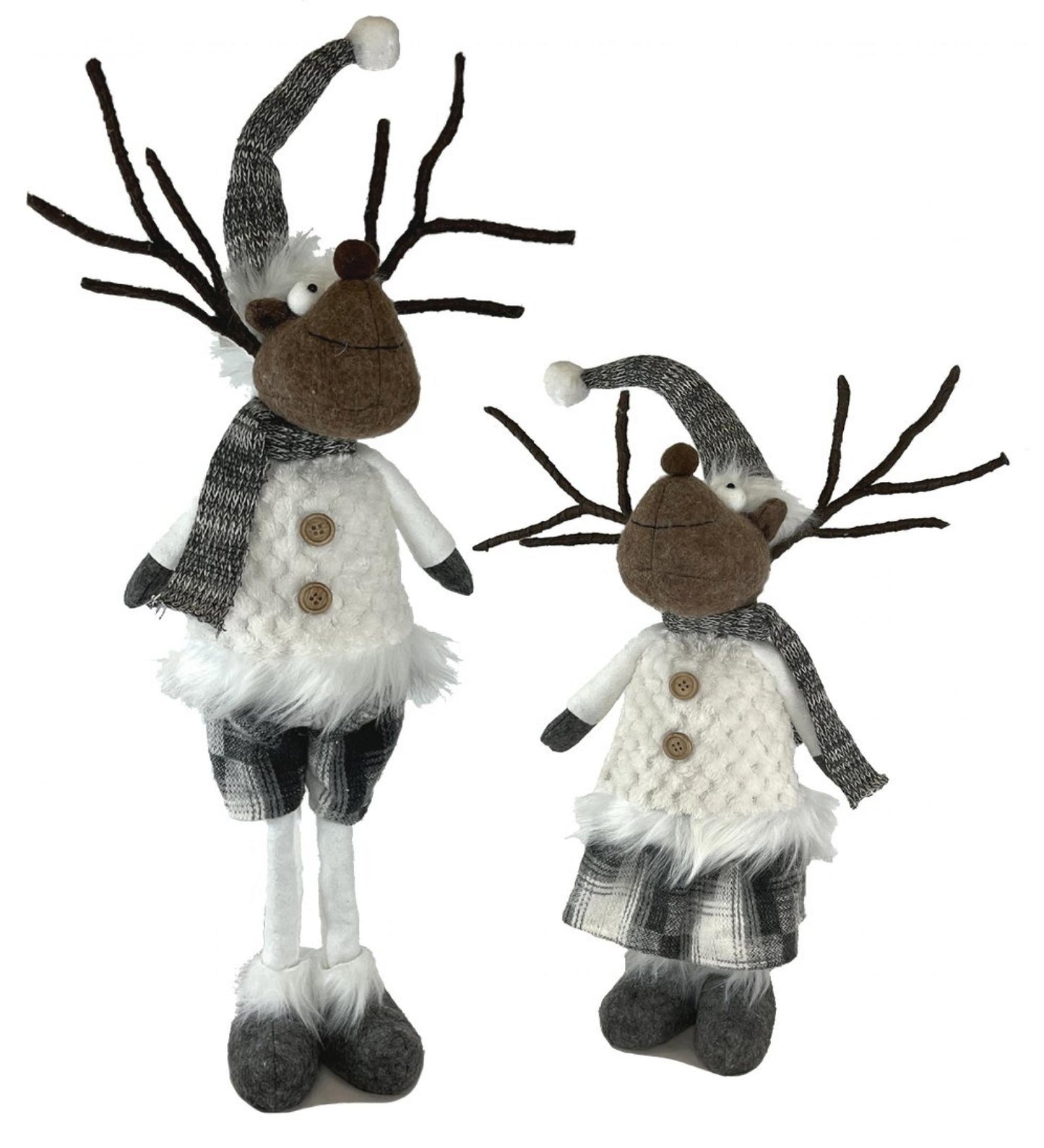 Set Of 2 Assorted Standing With Stretchy Legs Moose-Boy And Girl Figurine