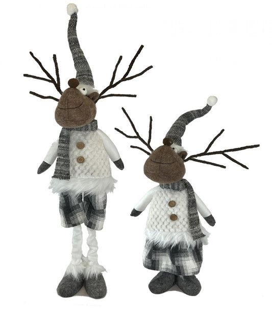 Set Of 2 Assorted Standing With Stretchy Legs Moose-Boy And Girl Figurine