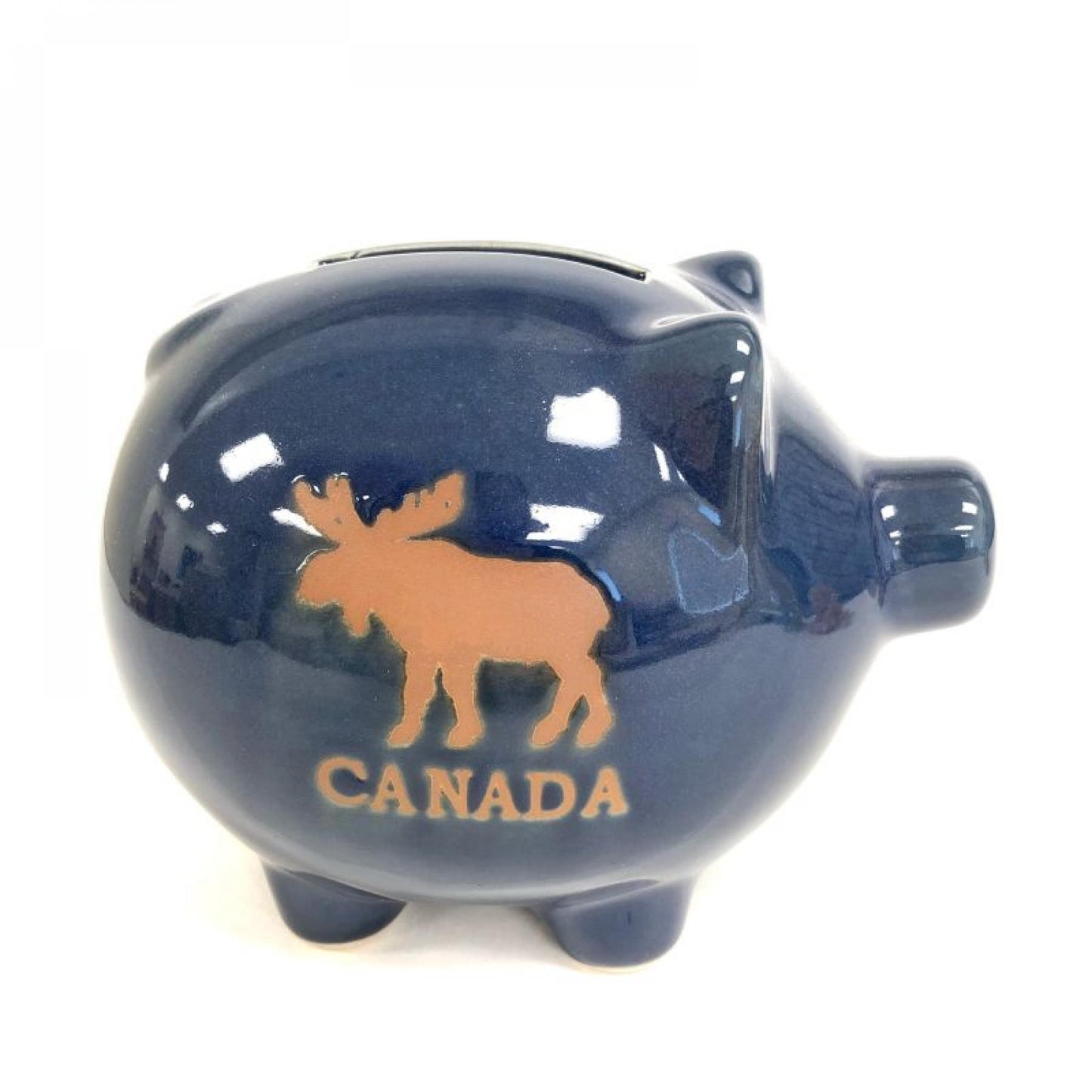 Canada Moose Print On Blue Piggy Bank