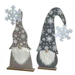 Set Of 2 Assorted Styles Gnomes Wearing Snowflake Hats Decorations