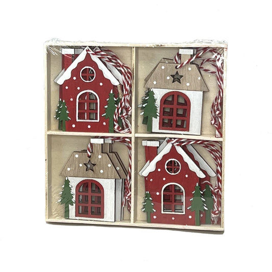 Set Of 12 2 Assorted Styles Winter Houses Ornaments