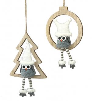 Set Of 2 Assorted Styles- Sitting Owls Ornaments