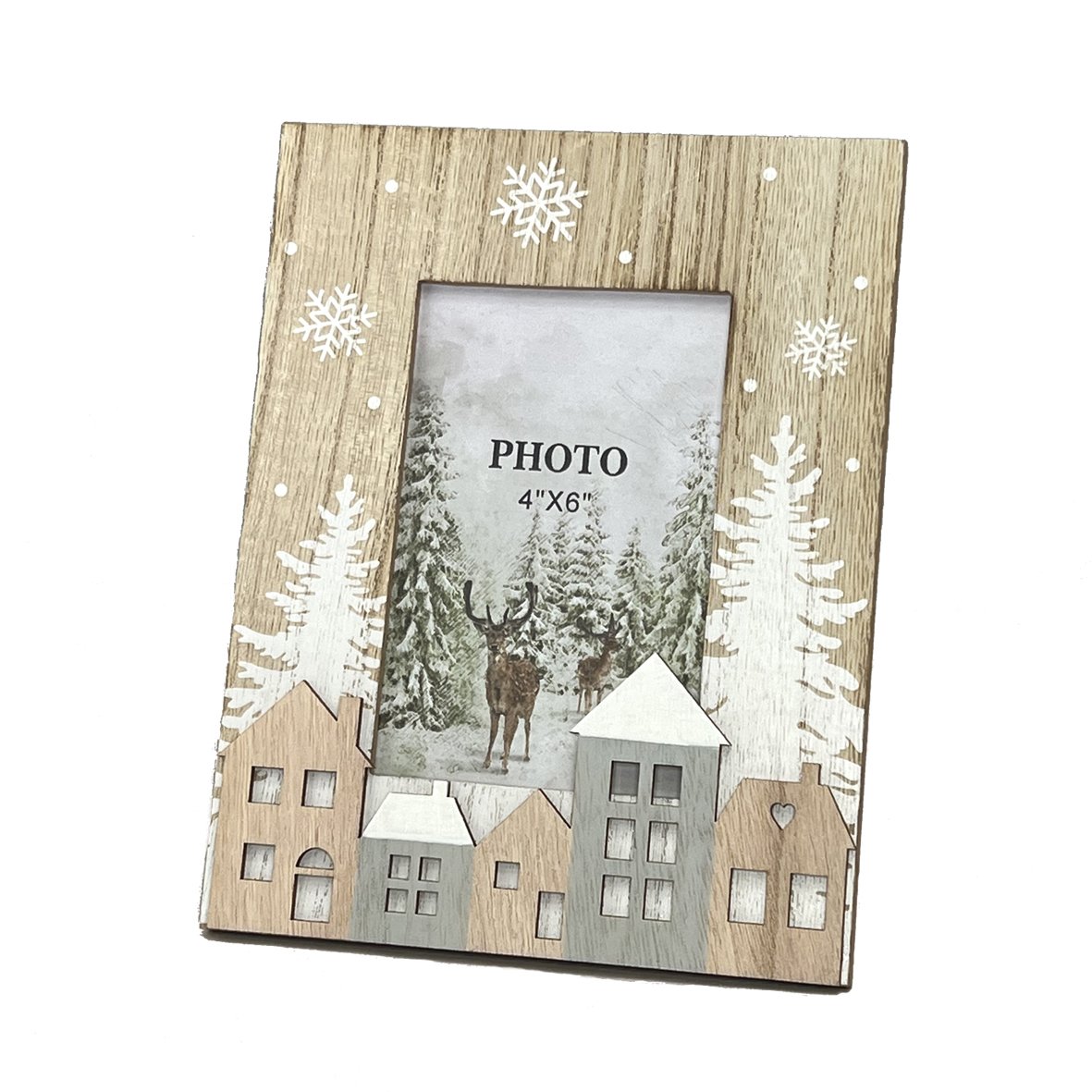 Wooden With Winter Theme Photo Frame