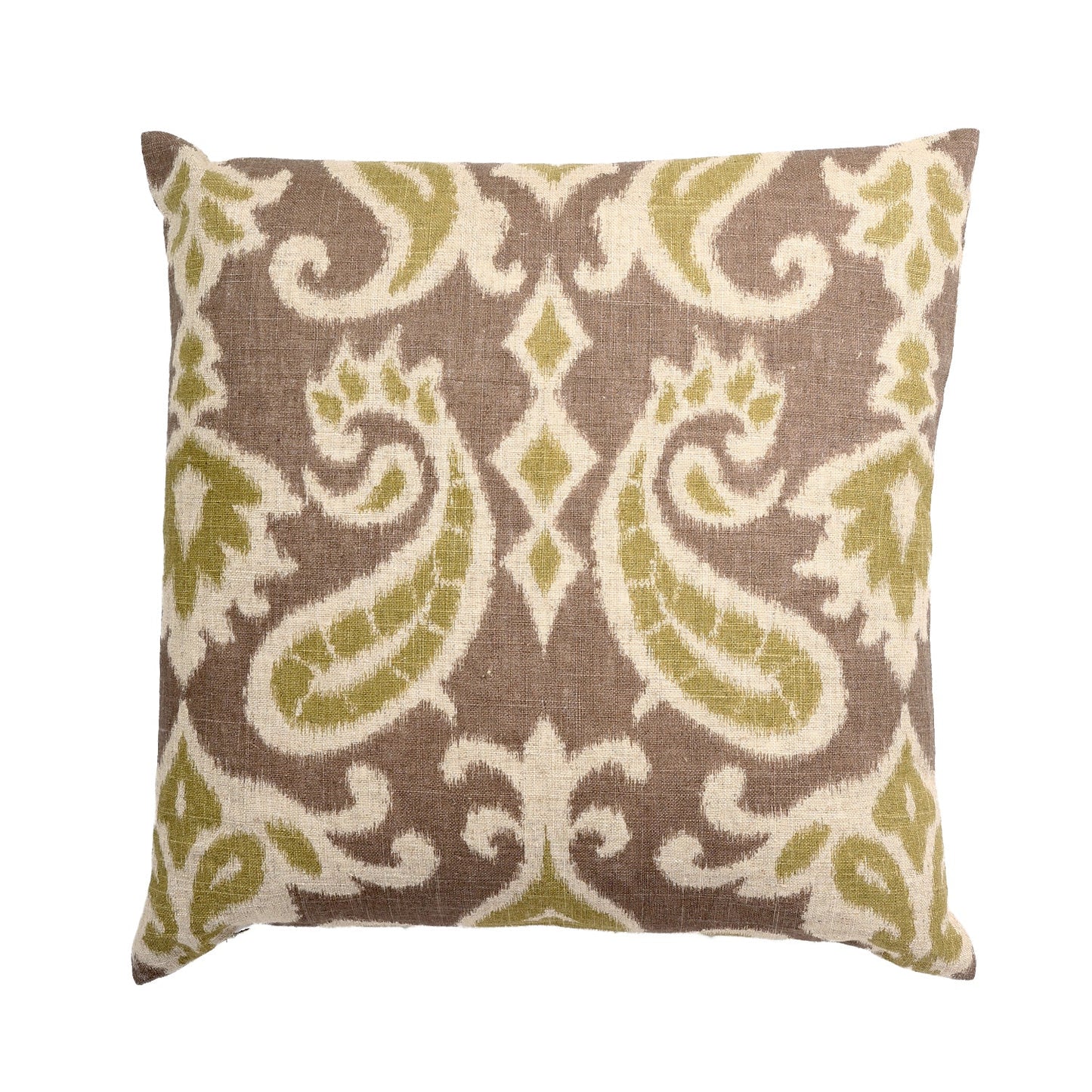 Yukon Green And Brown Ikat Pattern With Polyester Insert Pillow