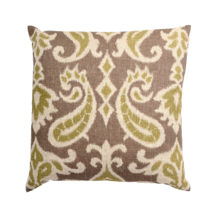 Yukon Green And Brown Ikat Pattern With Polyester Insert Pillow