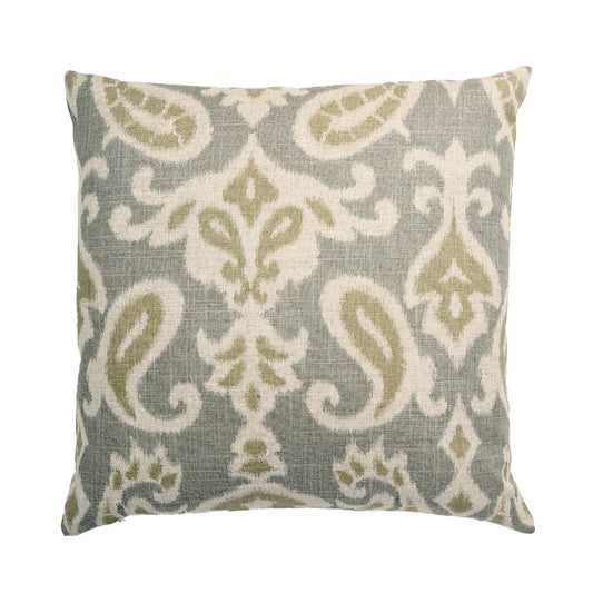 Yukon Green And Gray Ikat Pattern With Polyester Insert Pillow