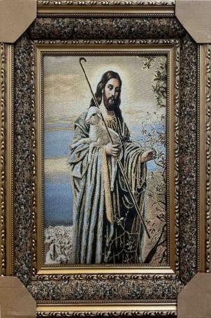 Jesus With Lamb Framed Tapestry