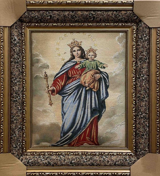 Baby Jesus And Mary Framed Tapestry