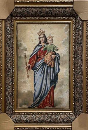 Baby Jesus And Mary Framed Tapestry