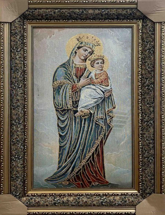 Mary And Baby Jesus Framed Tapestry