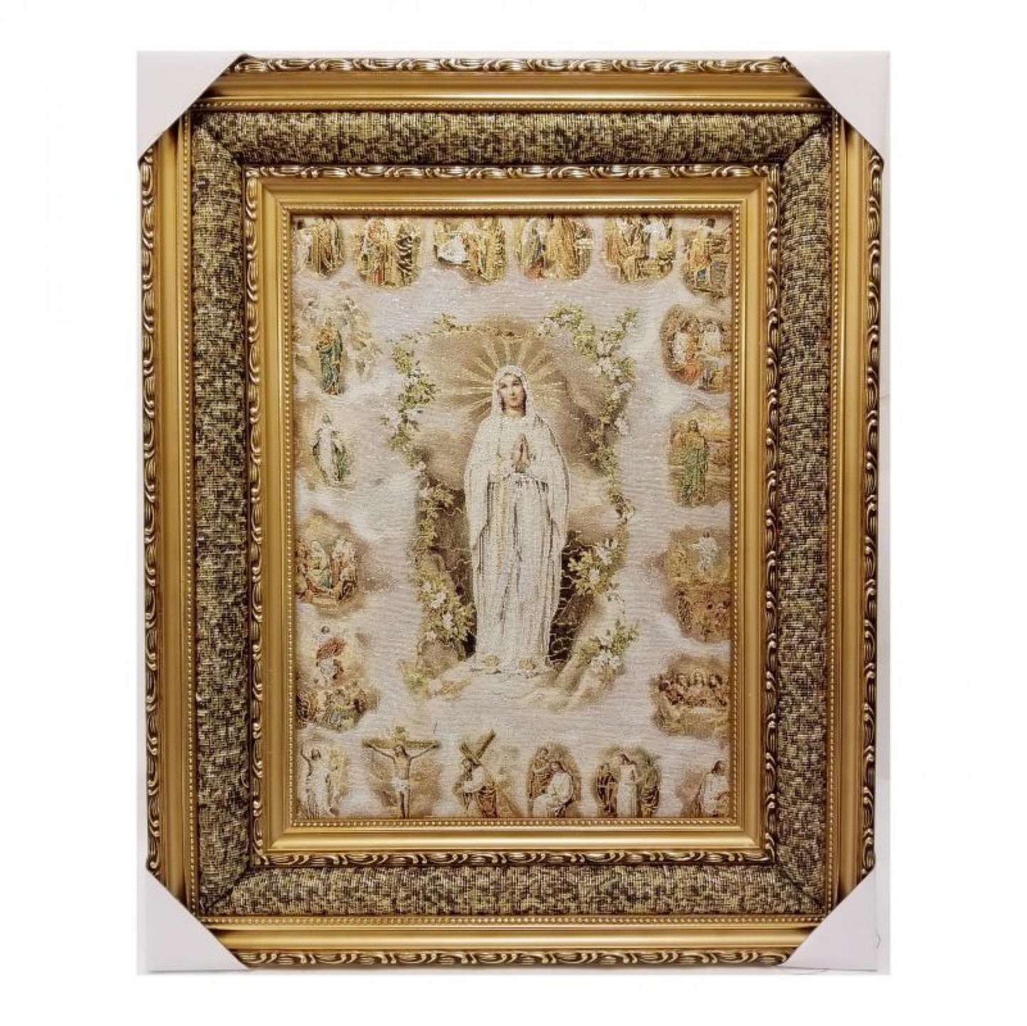 Lady Of Lourdes  Framed Tapestry